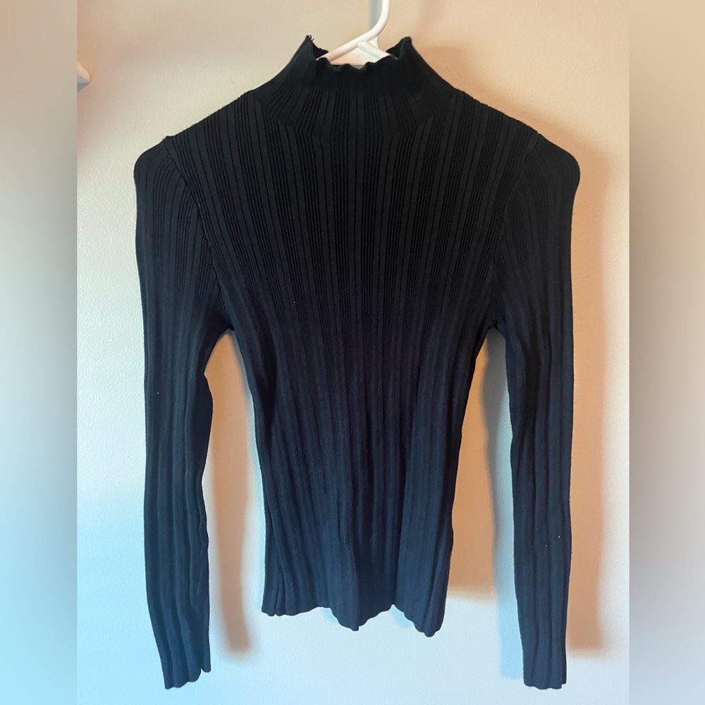Black Ribbed Women's Top